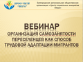 Вебинар Организация самозанятости переселенцев как способ трудовой адаптации мигрантов